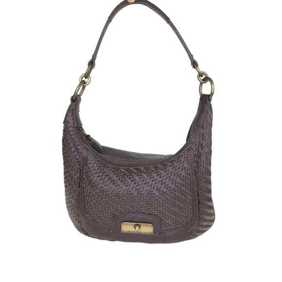 Coach Kristin Woven Brown Leather Purse Buckle Flap Hobo Handbag E1269-19314 - Picture 1 of 12